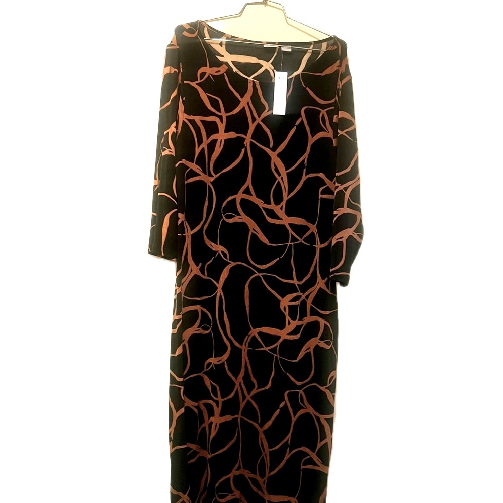 Chicos Travelers Black and Tan Dress NWT Size L